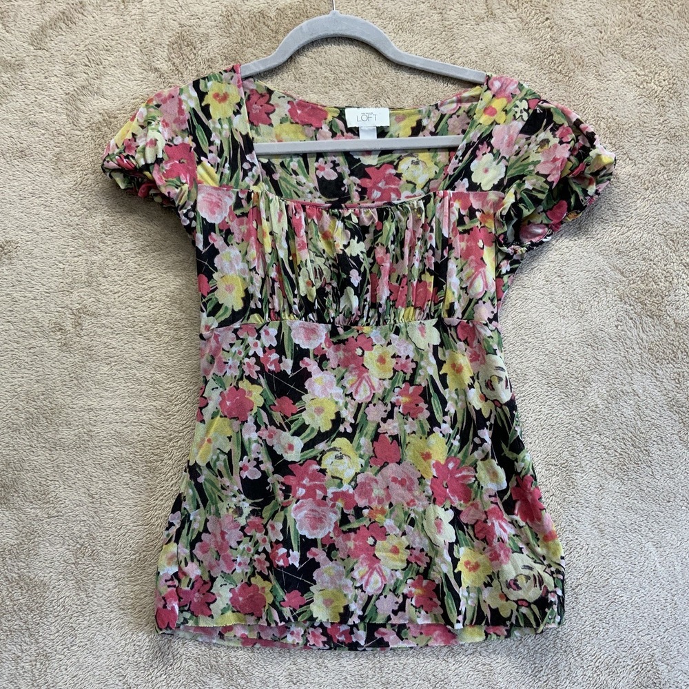 VTG Milkmaid Sheer Babydoll Coquette Top Size Small Floral Mesh 90s Y2K EUC